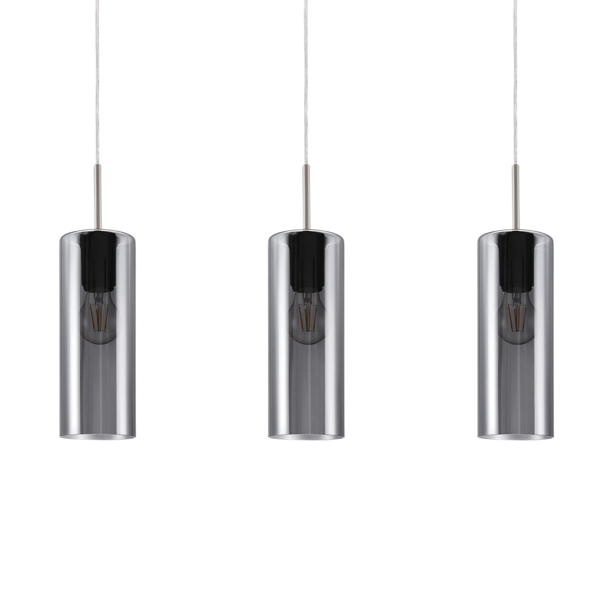 Selvino Triple Pendant with Transparent Black Vaporized Glass