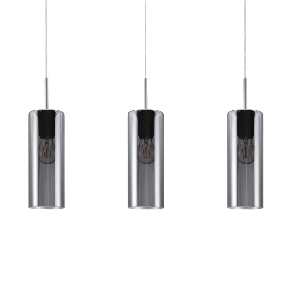 Selvino Triple Pendant with Transparent Black Vaporized Glass
