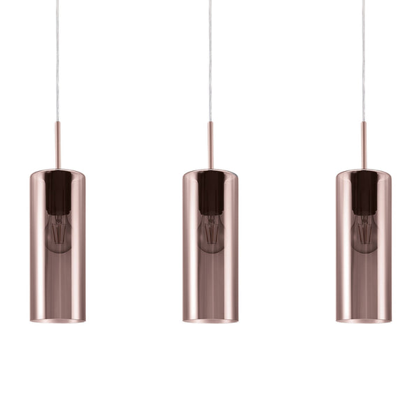 Selvino Triple Pendant with Transparent Copper Vaporized Glass