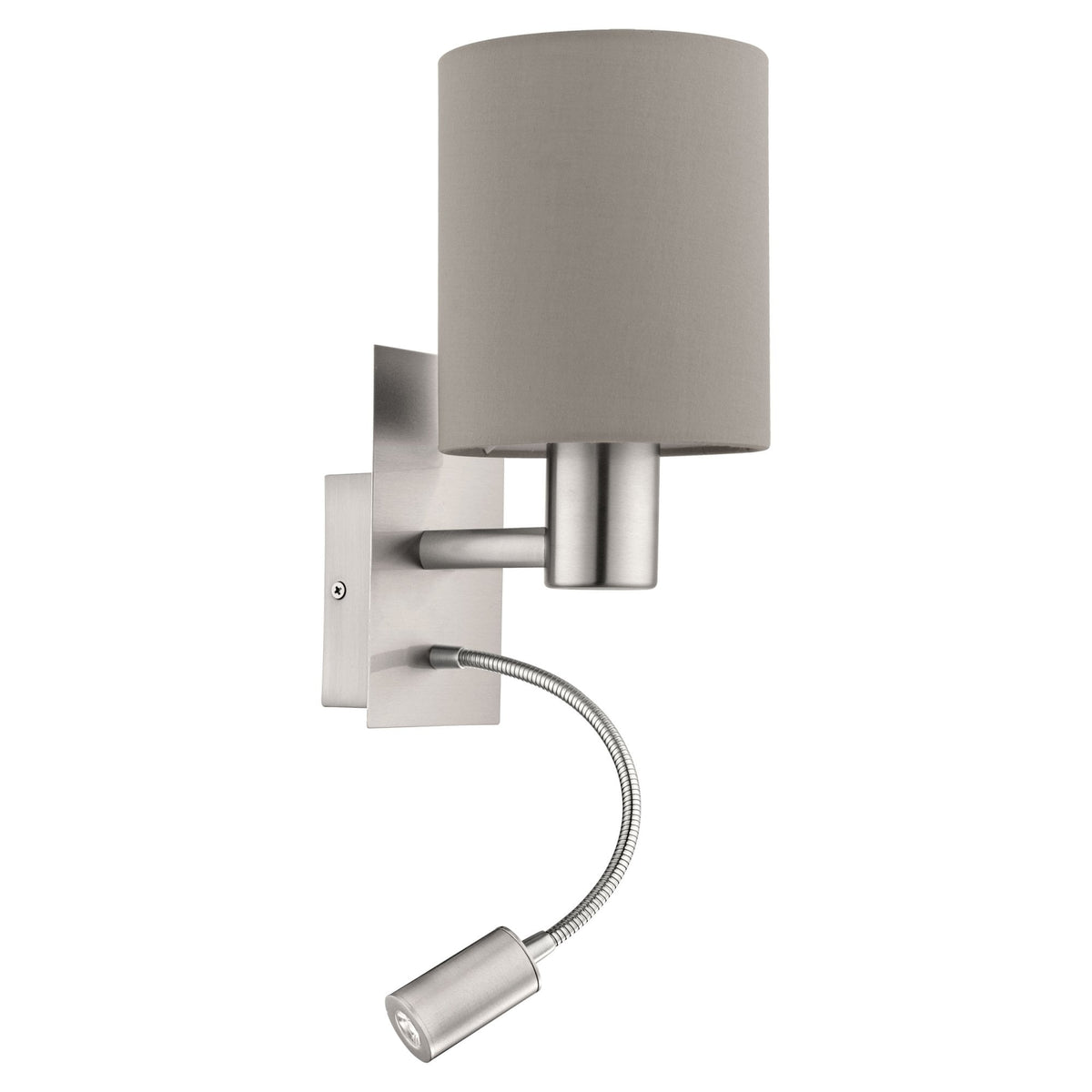 Pasteri Wall Light with Taupe Shade and LED Reader