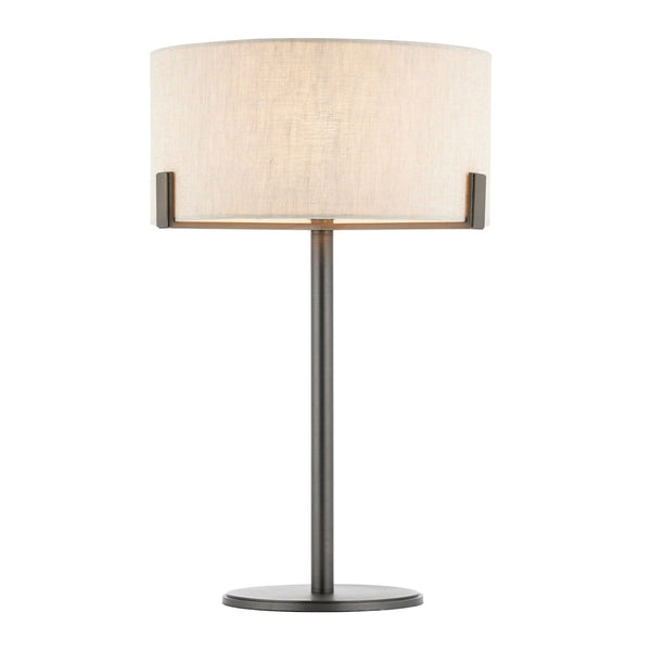 Hayfield Table Lamp in Brushed Bronze with Neutral Linen Shade