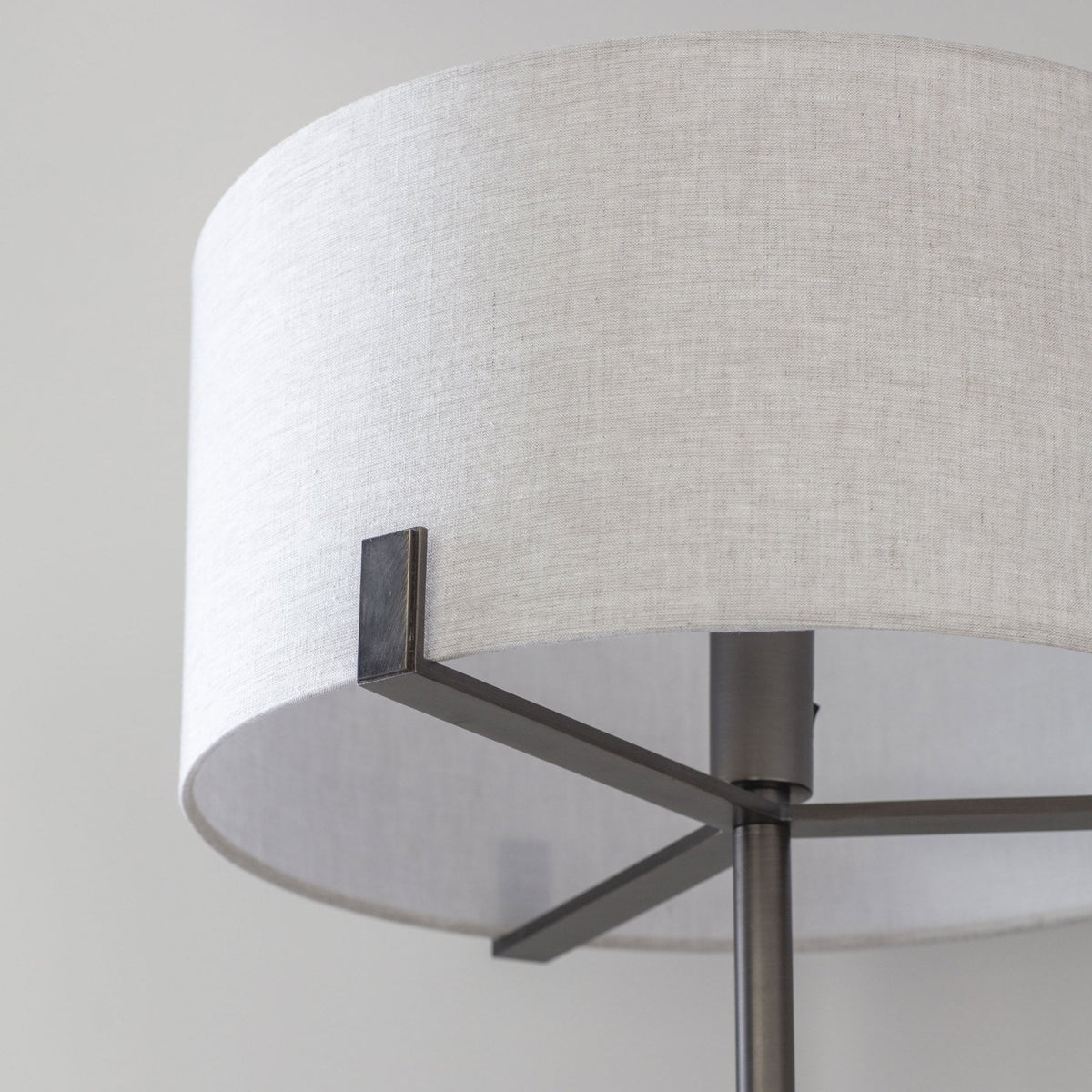 Hayfield Floor Lamp in Brushed Bronze with Neutral Linen Shade