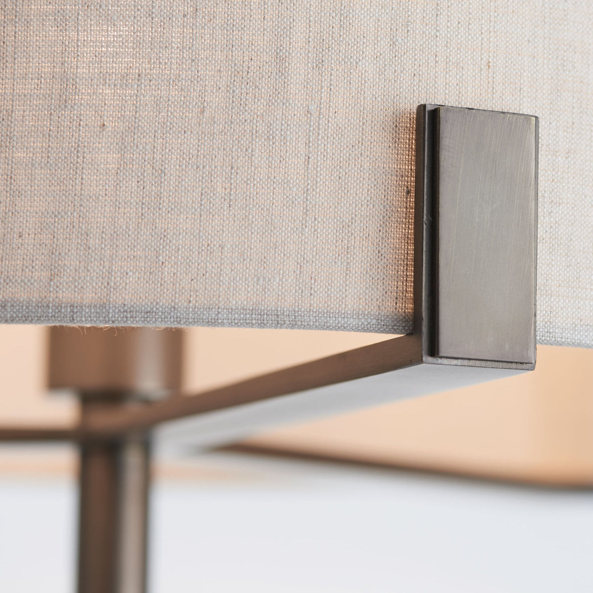 Hayfield Floor Lamp in Brushed Bronze with Neutral Linen Shade