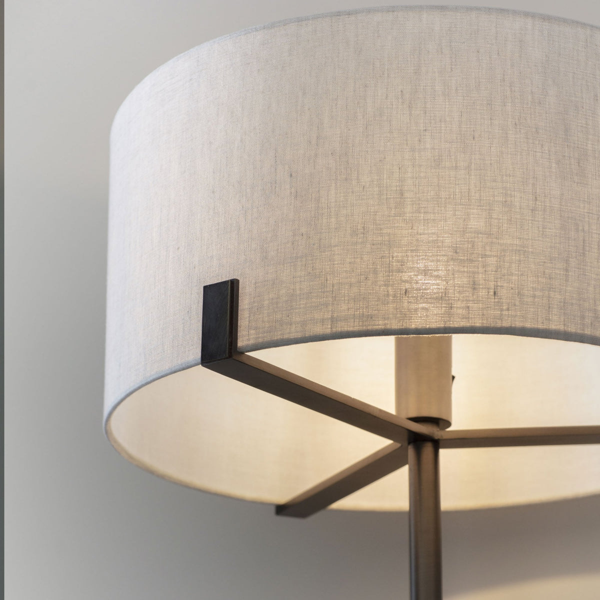 Hayfield Floor Lamp in Brushed Bronze with Neutral Linen Shade