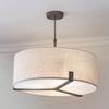 Hayfield 3lt Pendant in Brushed Bronze with Neutral Linen Shade