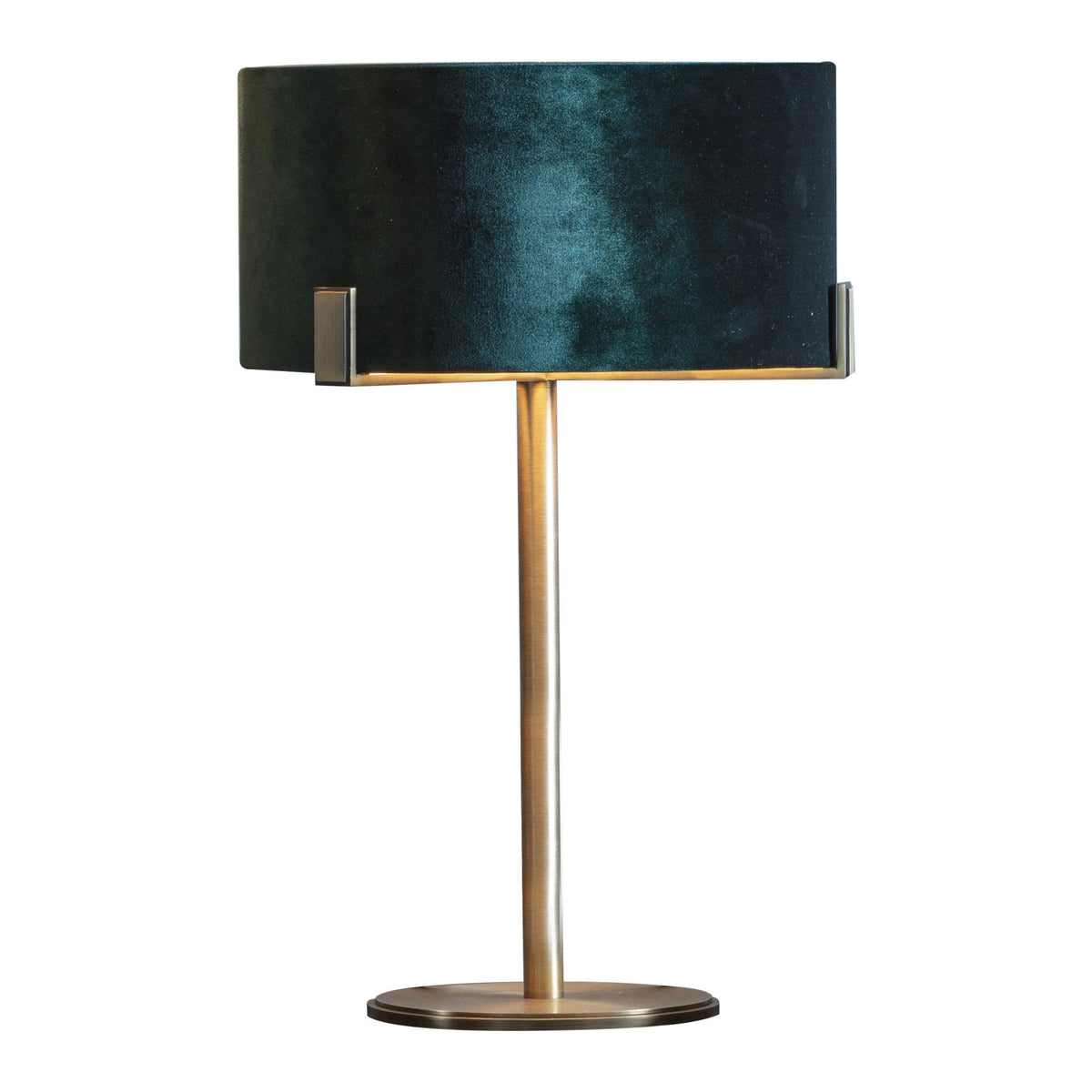 Hayfield Table Lamp in Antique Brass with Green Velvet Shade