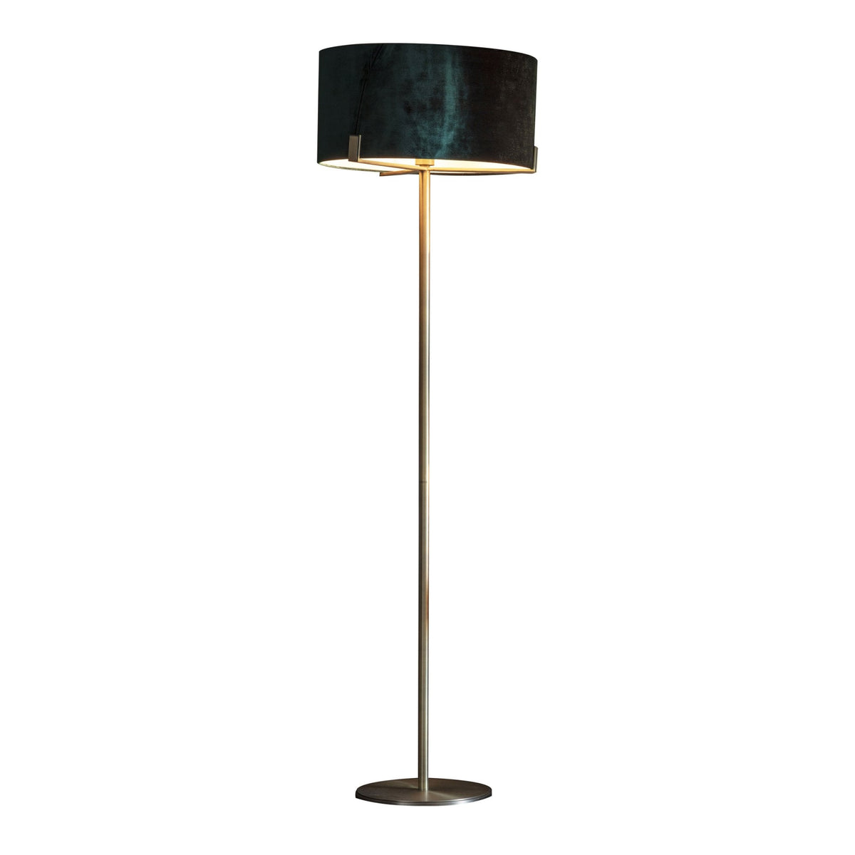 Hayfield Floor Lamp in Antique Brass with Green Velvet Shade