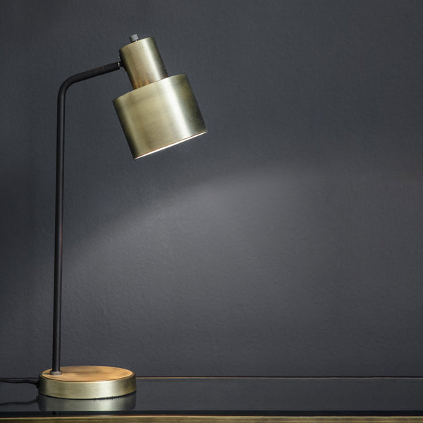 Mayfield Table Lamp in Antique Brass and Matt Black