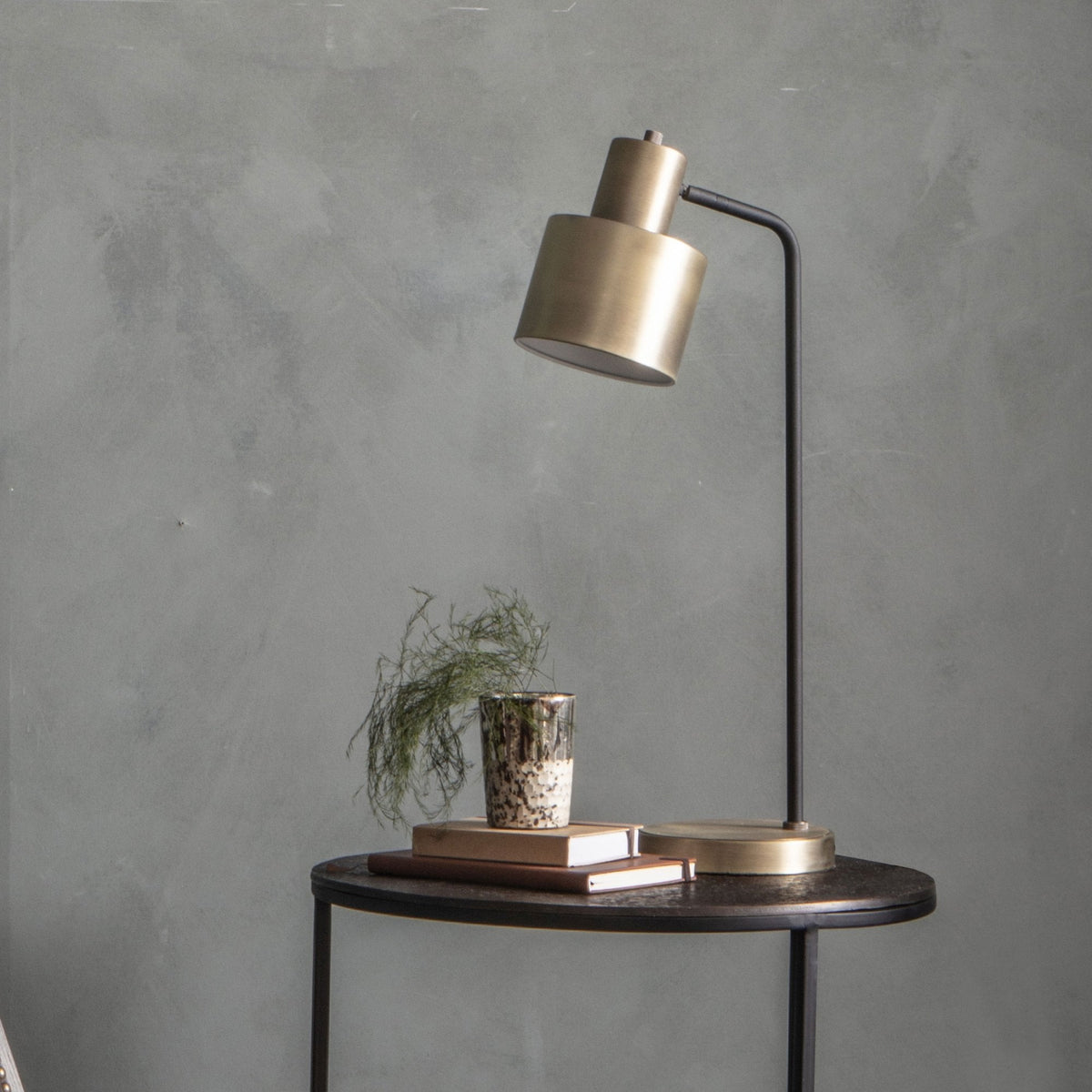 Mayfield Table Lamp in Antique Brass and Matt Black