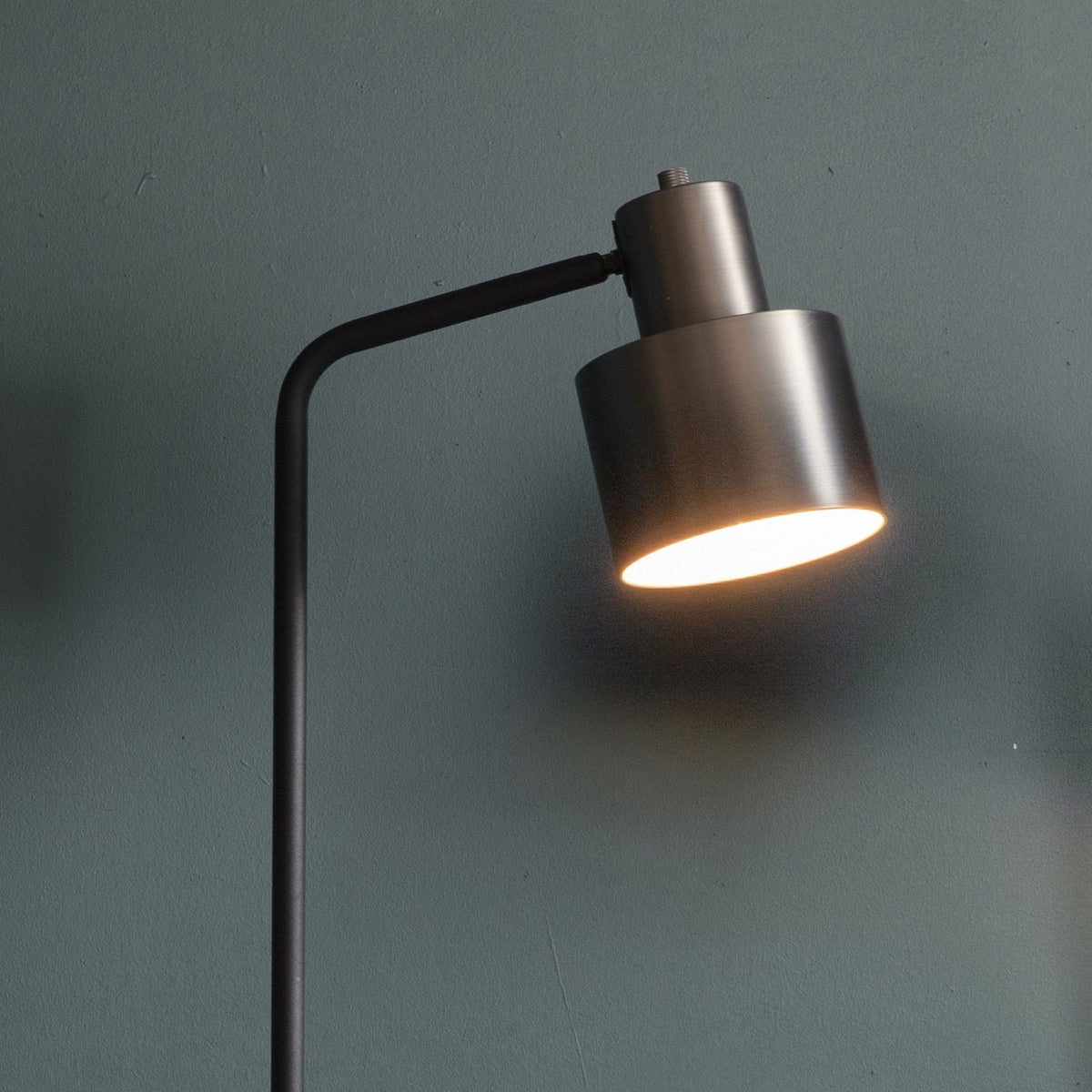 Mayfield Floor Lamp in Brushed Silver and Matt Black