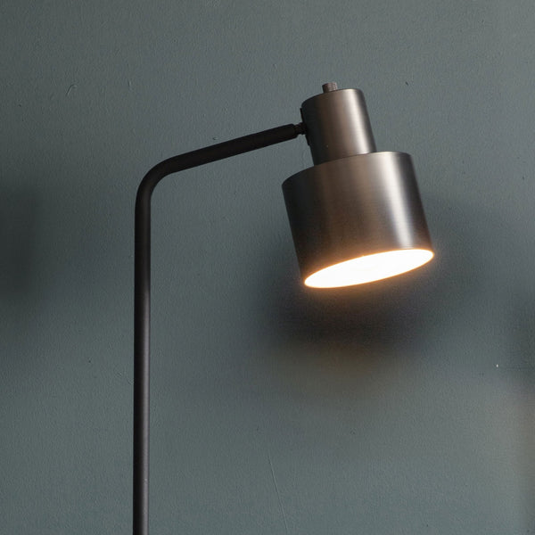Mayfield Floor Lamp in Brushed Silver and Matt Black