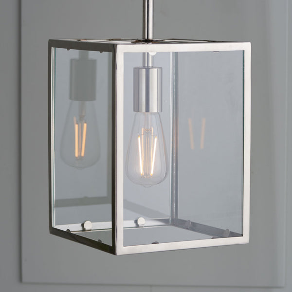 Hadden 1lt Pendant in Bright Nickel and Clear Glass