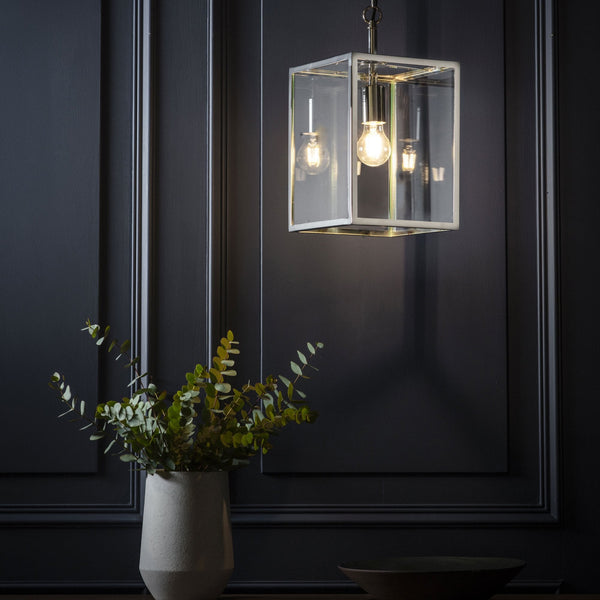 Hadden 1lt Pendant in Bright Nickel and Clear Glass