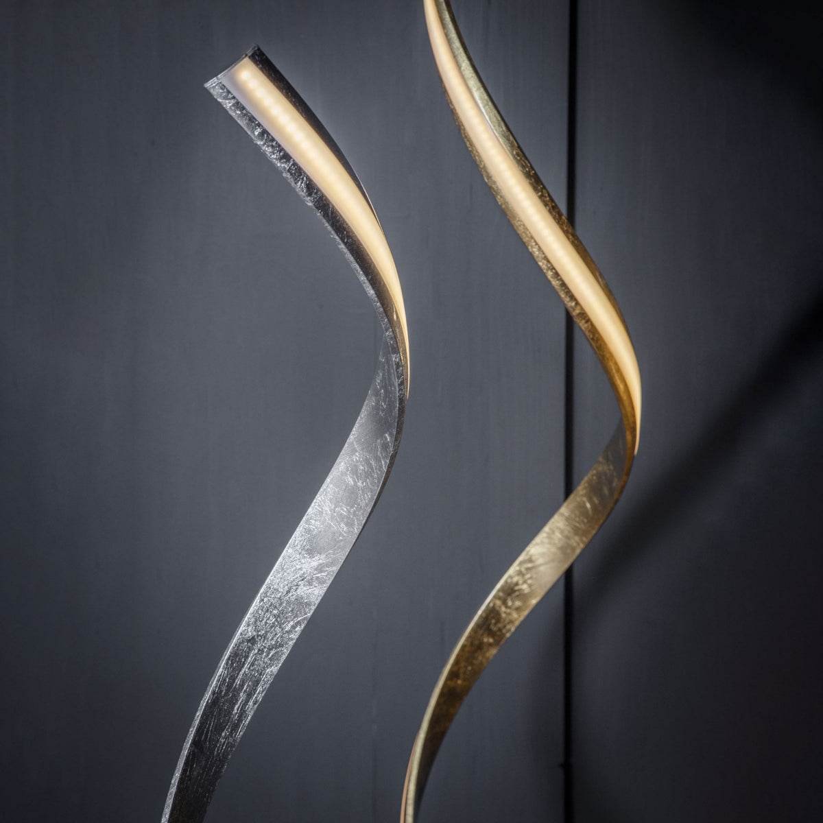 Aria LED Floor Lamp in Gold Leaf and White Acrylic