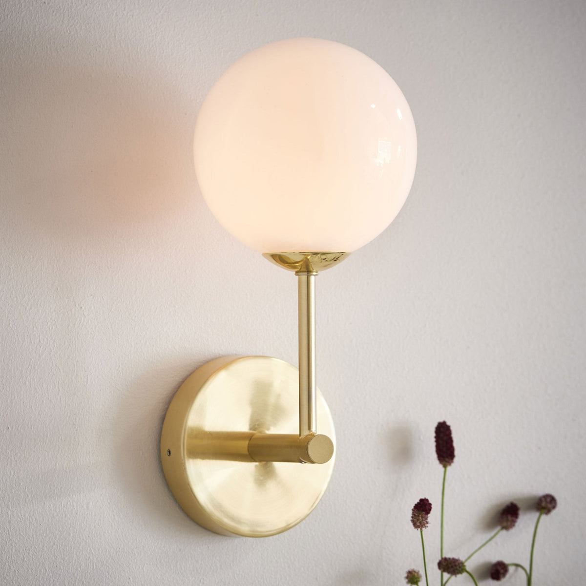 Otto Wall Light in Brushed Brass & Gloss White Glass
