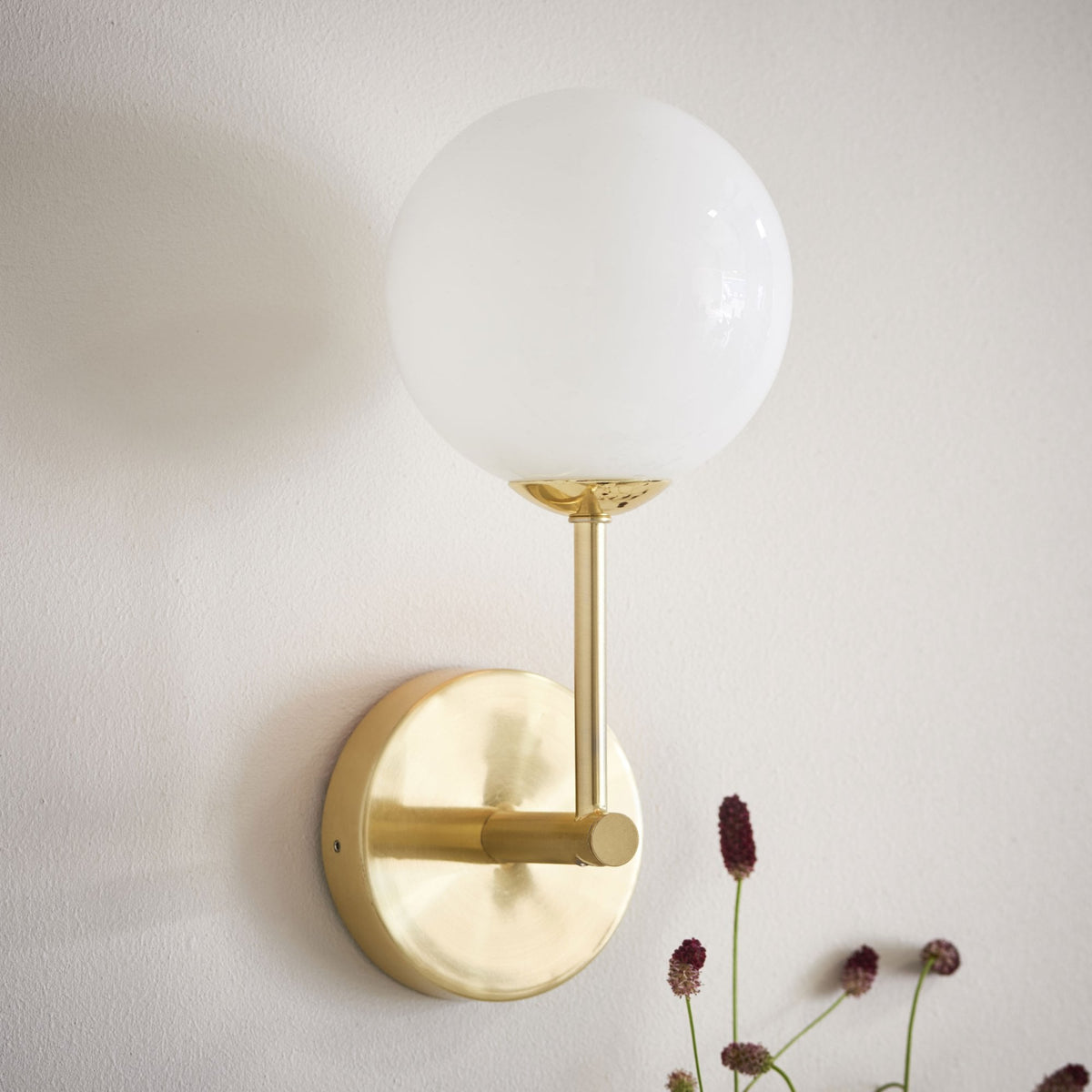 Otto Wall Light in Brushed Brass & Gloss White Glass