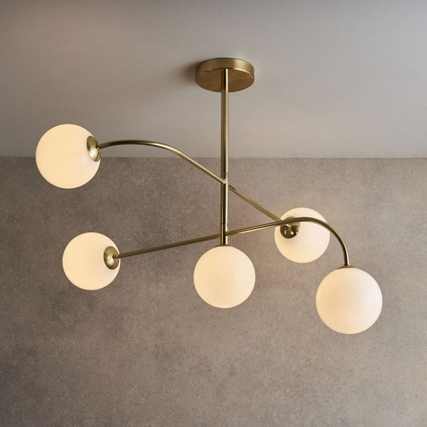 Otto 5lt Semi Flush Ceiling Light in Brushed Brass