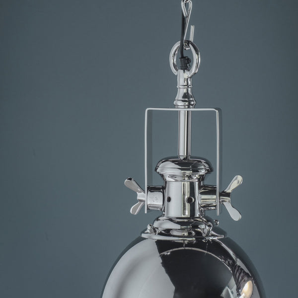 Fenton Industrial Pendant in Nickel with Sand Blasted Glass