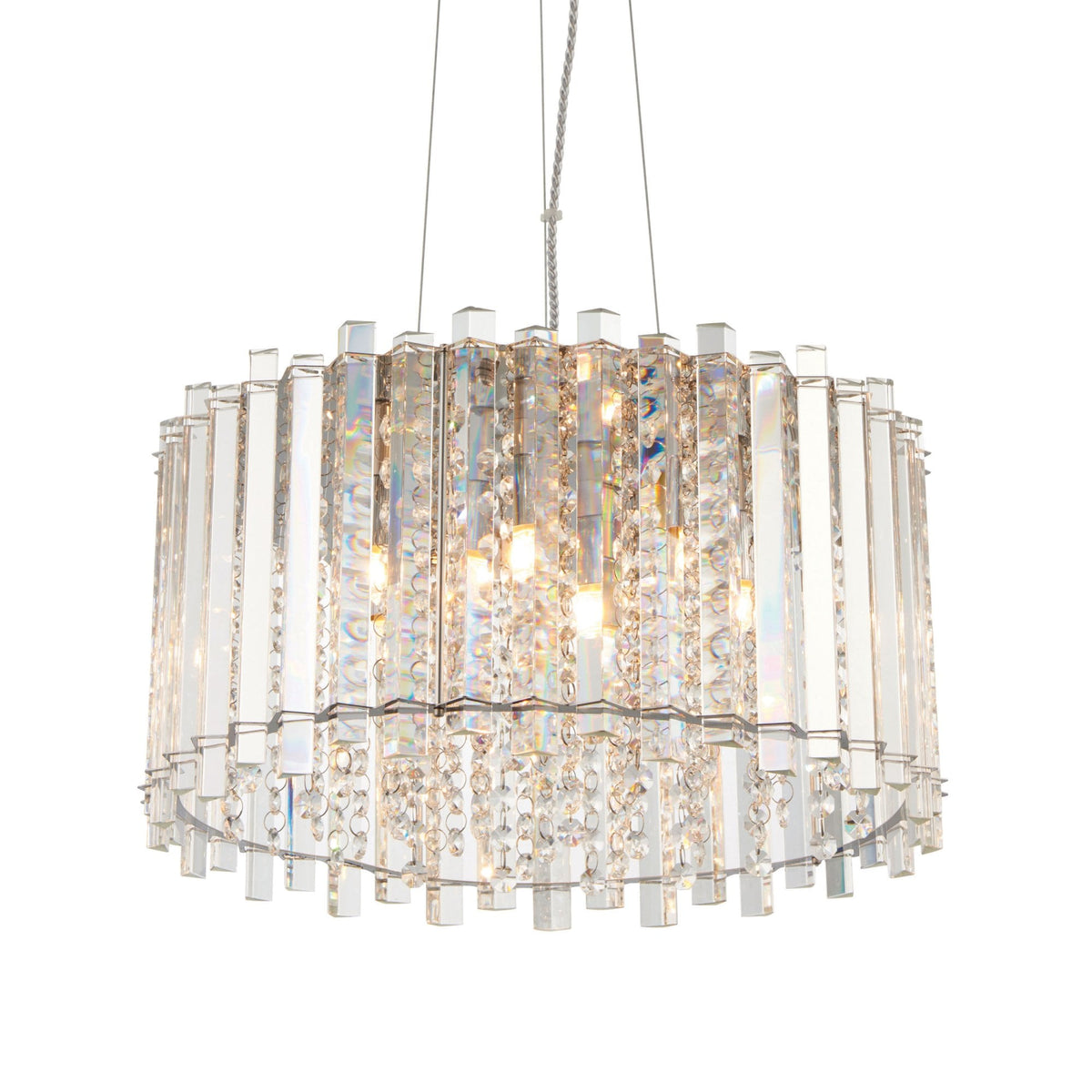 Hanna Five Light Pendant in Chrome and Clear Crystal Glass