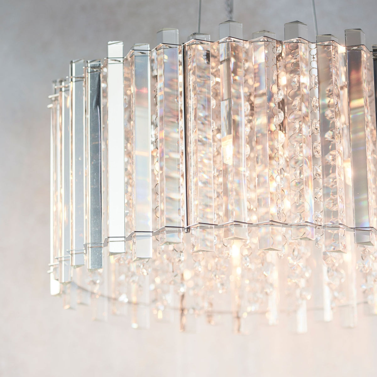 Hanna Five Light Pendant in Chrome and Clear Crystal Glass