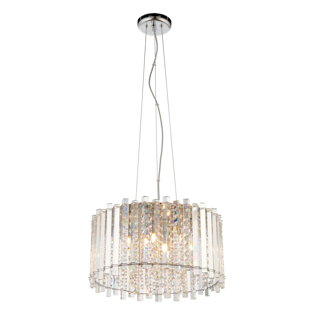 Hanna Five Light Pendant in Chrome and Clear Crystal Glass