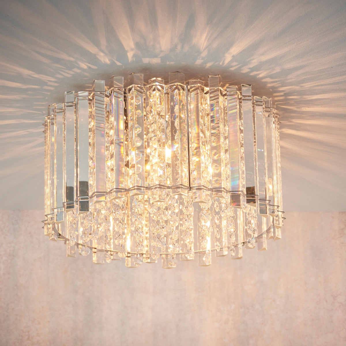 Hanna Four Light Semi-Flush in Chrome and Clear Crystal Glass