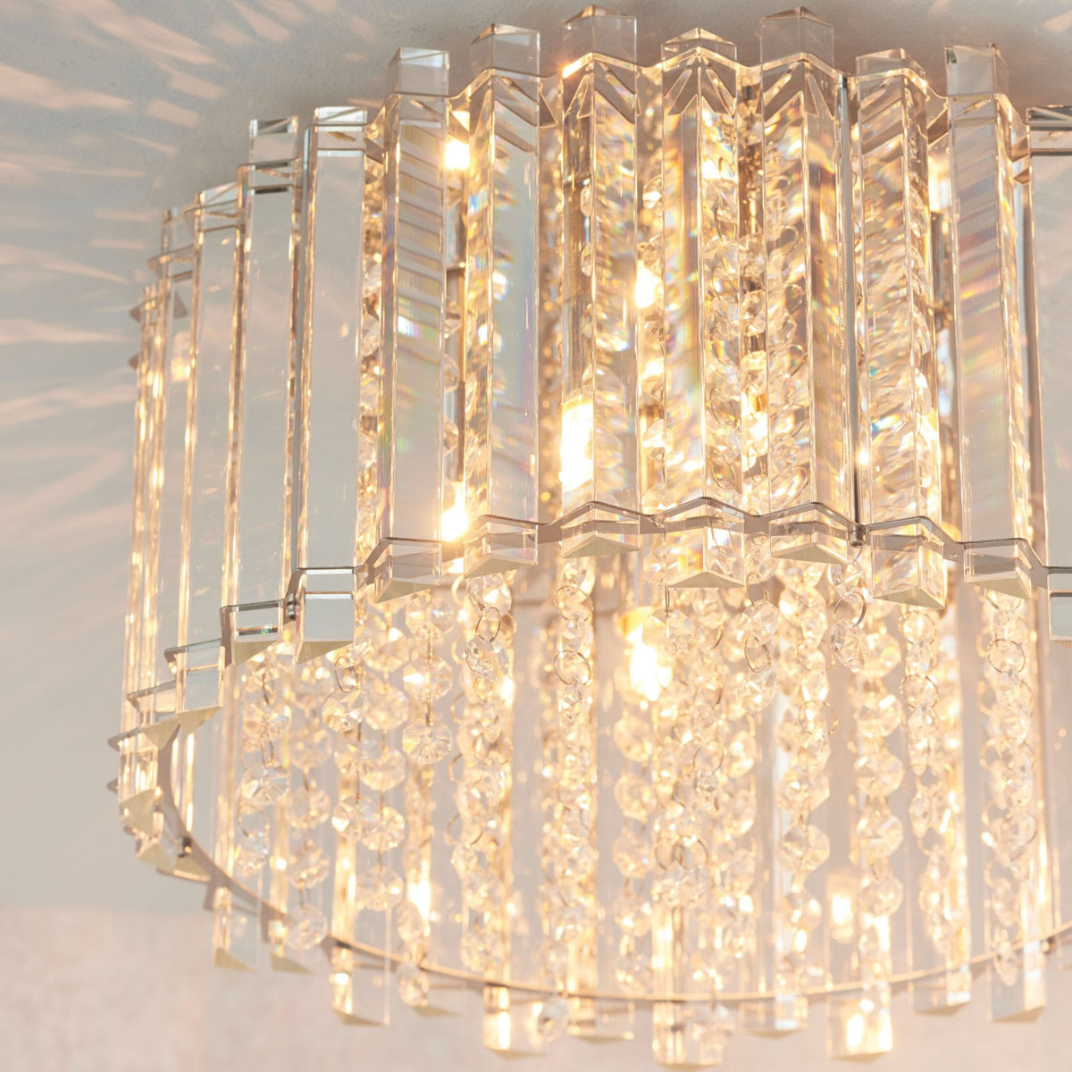 Hanna Four Light Semi-Flush in Chrome and Clear Crystal Glass