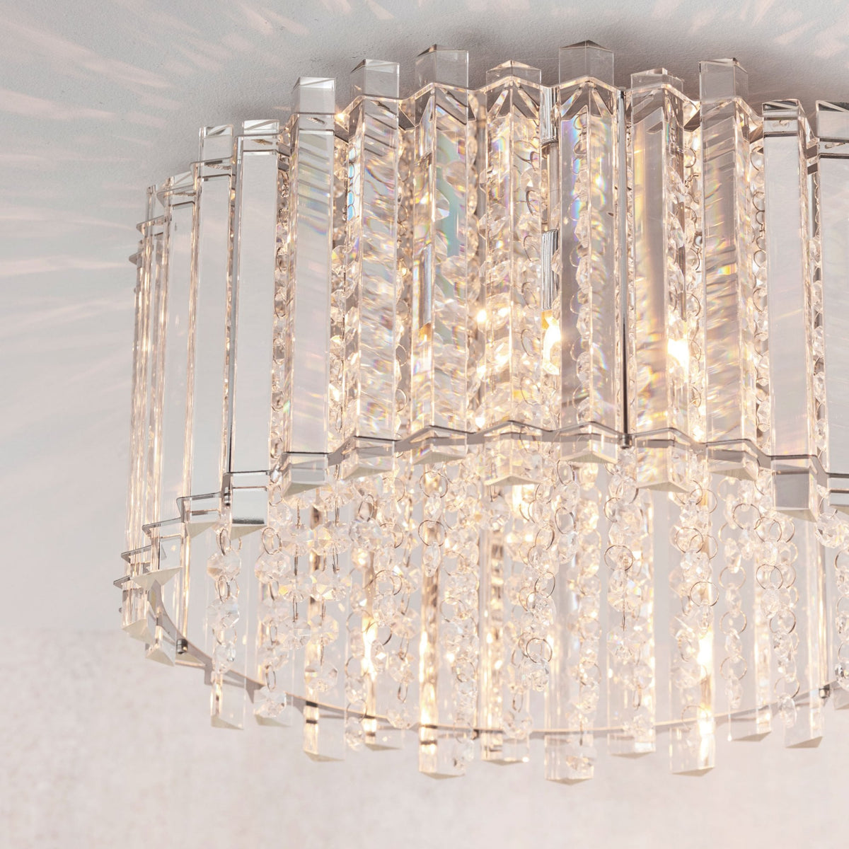 Hanna Four Light Semi-Flush in Chrome and Clear Crystal Glass
