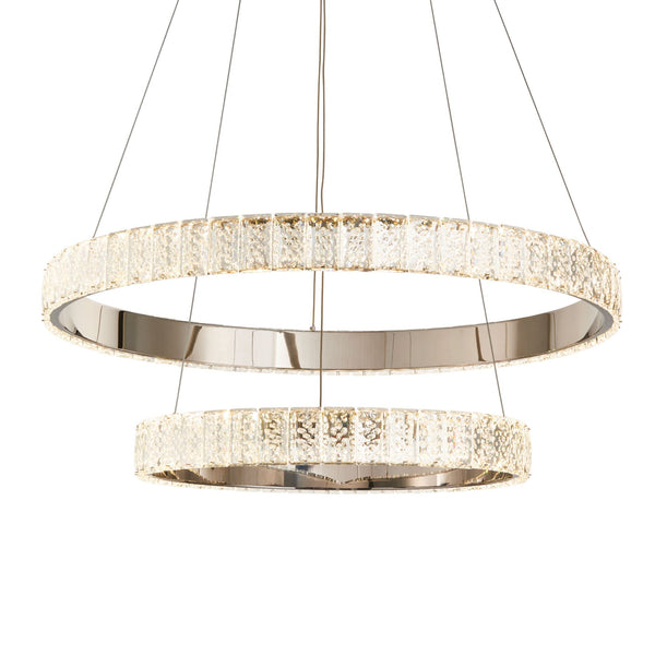 Celeste LED Twin 22w Per Ring Pendant with Crystal Glass