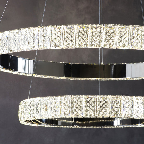 Celeste LED Twin 22w Per Ring Pendant with Crystal Glass