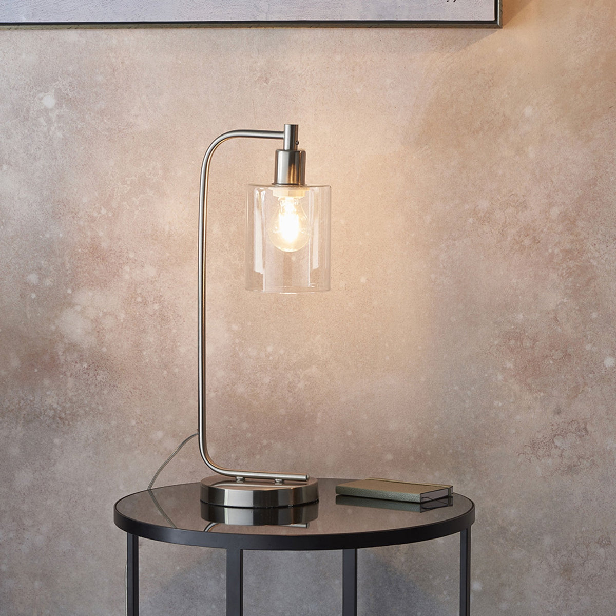 Toledo Table Lamp in Brushed Nickel & Clear Glass