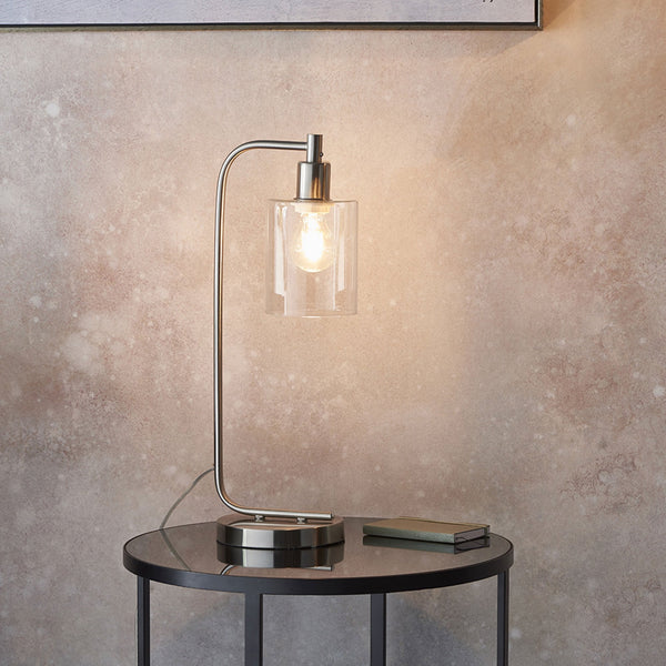Toledo Table Lamp in Brushed Nickel & Clear Glass