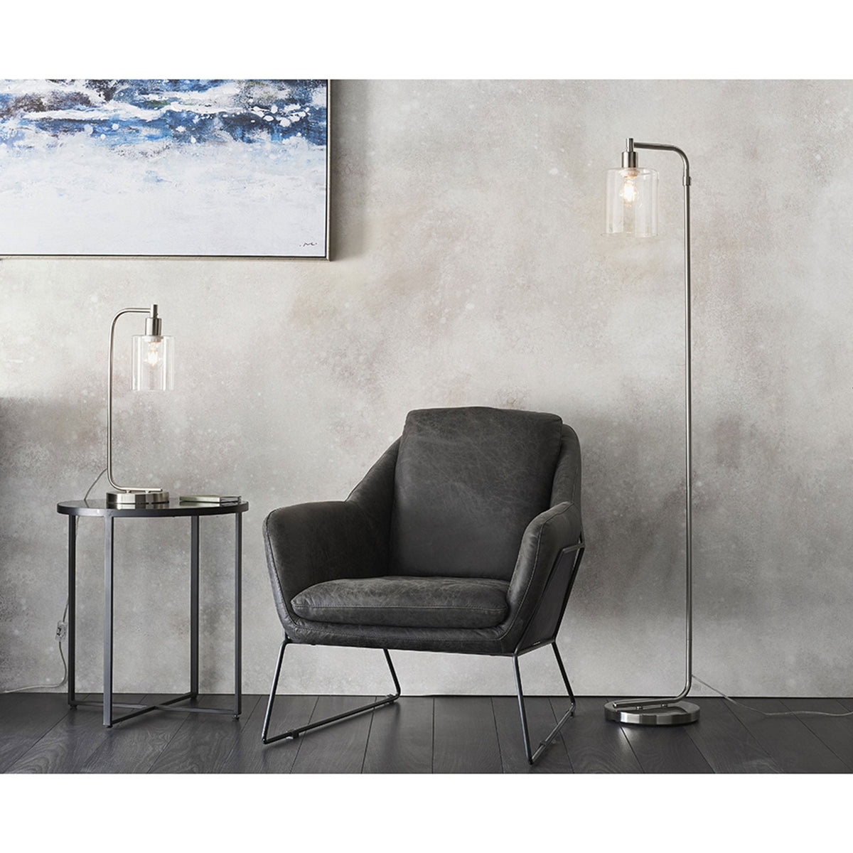 Toledo Table Lamp in Brushed Nickel & Clear Glass