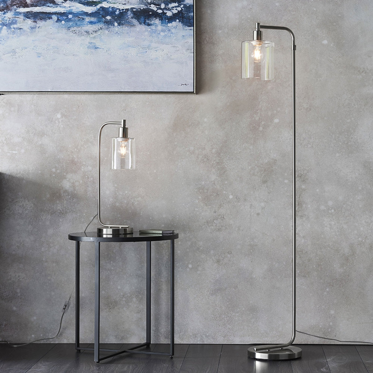 Toledo Table Lamp in Brushed Nickel & Clear Glass