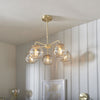 Dimple 5lt Pendant in Brushed Brass & Champagne Lustre Glass