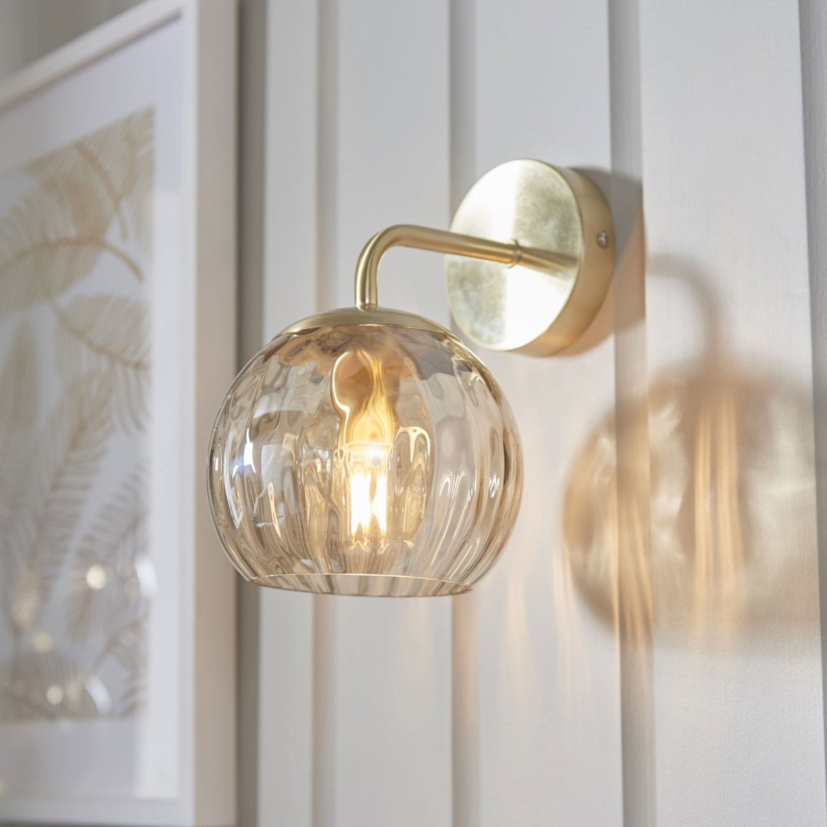 Dimple Wall Light in Brushed Brass & Champagne Lustre Glass