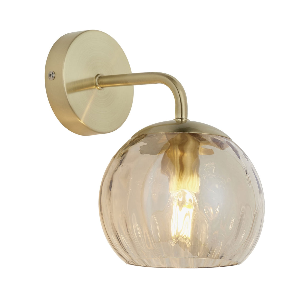 Dimple Wall Light in Brushed Brass & Champagne Lustre Glass