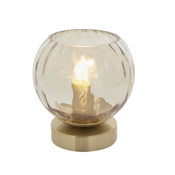 Dimple Table Lamp in Brushed Brass & Champagne Lustre Glass
