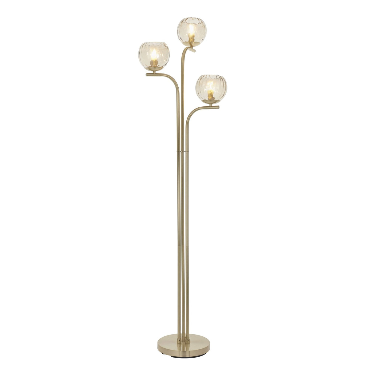 Dimple 3lt Floor Lamp in Brushed Brass & Champagne Lustre Glass