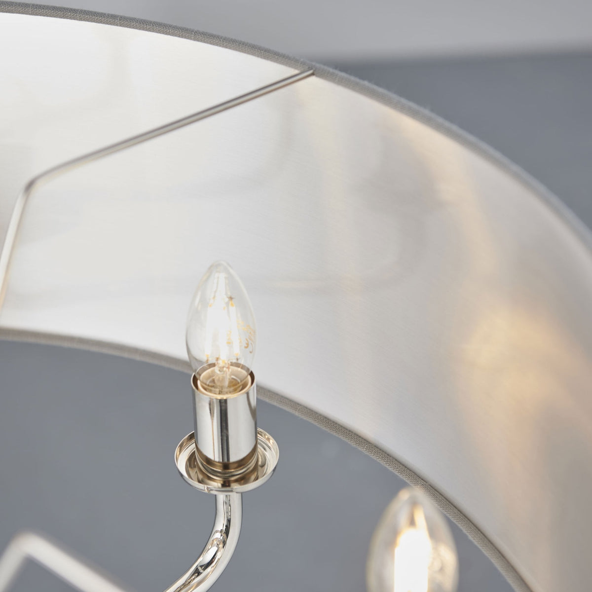 Highclere Eight Light Pendant in Nickel with Charcoal Shade