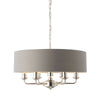 Highclere Six Light Pendant in Nickel with Charcoal Shade