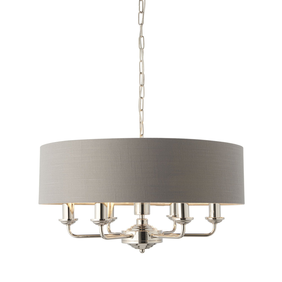 Highclere Six Light Pendant in Nickel with Charcoal Shade