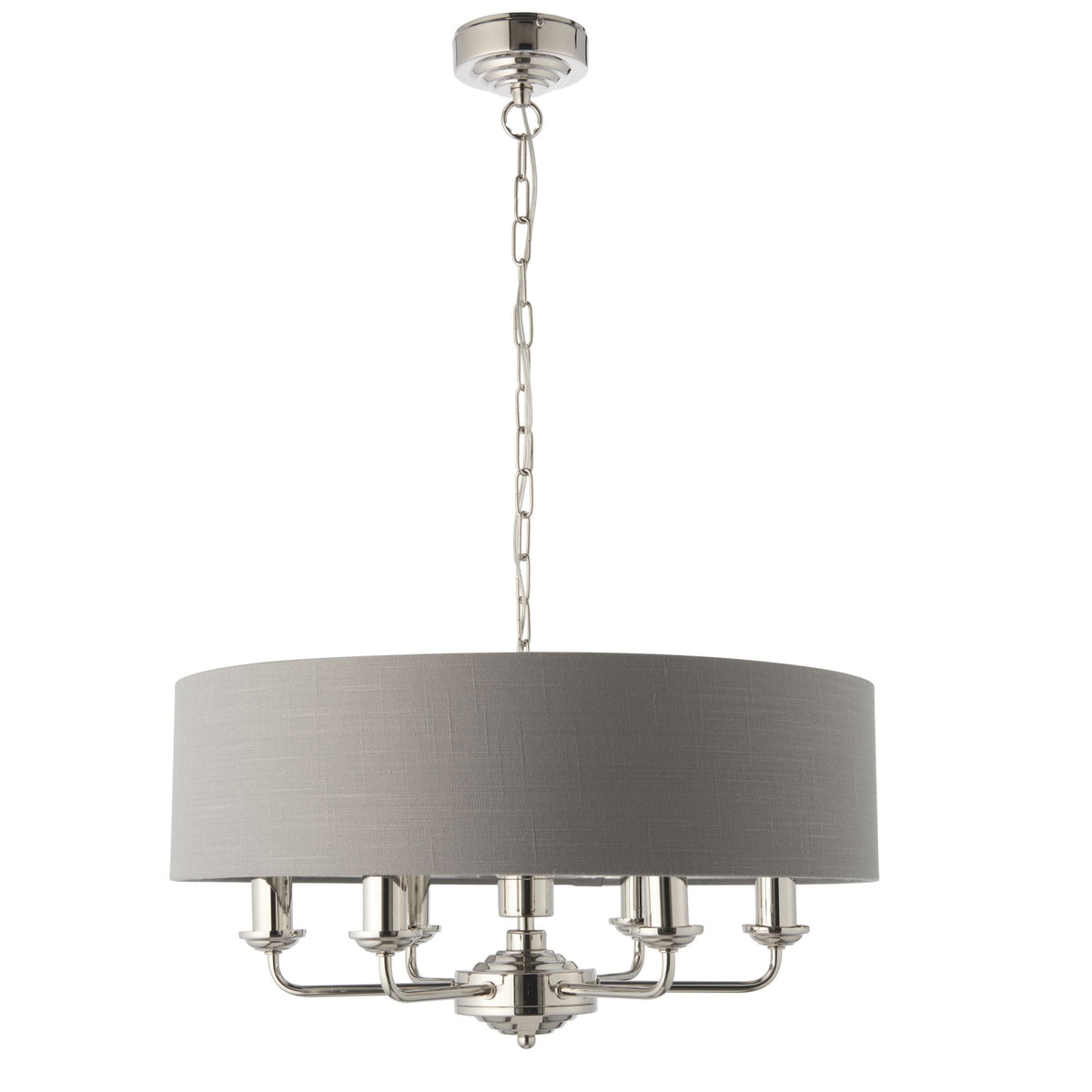 Highclere Six Light Pendant in Nickel with Charcoal Shade