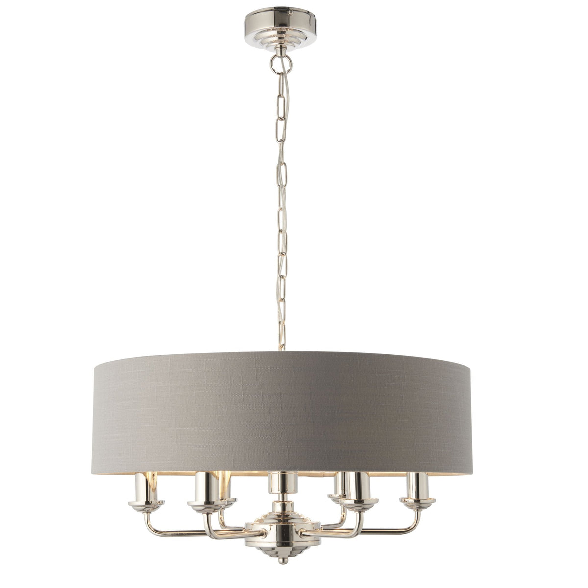 Highclere Six Light Pendant in Nickel with Charcoal Shade