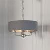 Highclere Three Light Pendant in Nickel with Charcoal Shade
