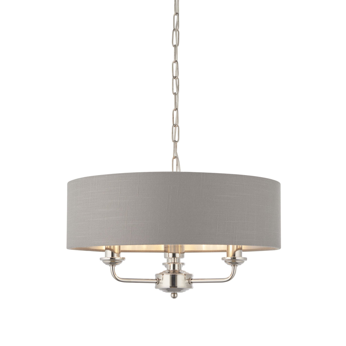 Highclere Three Light Pendant in Nickel with Charcoal Shade