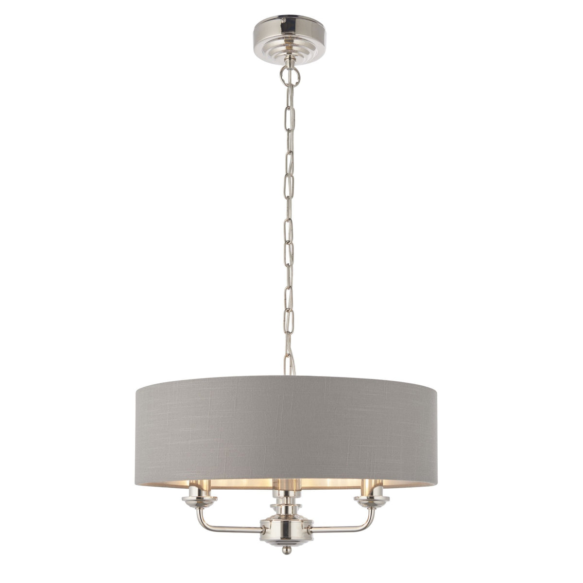 Highclere Three Light Pendant in Nickel with Charcoal Shade