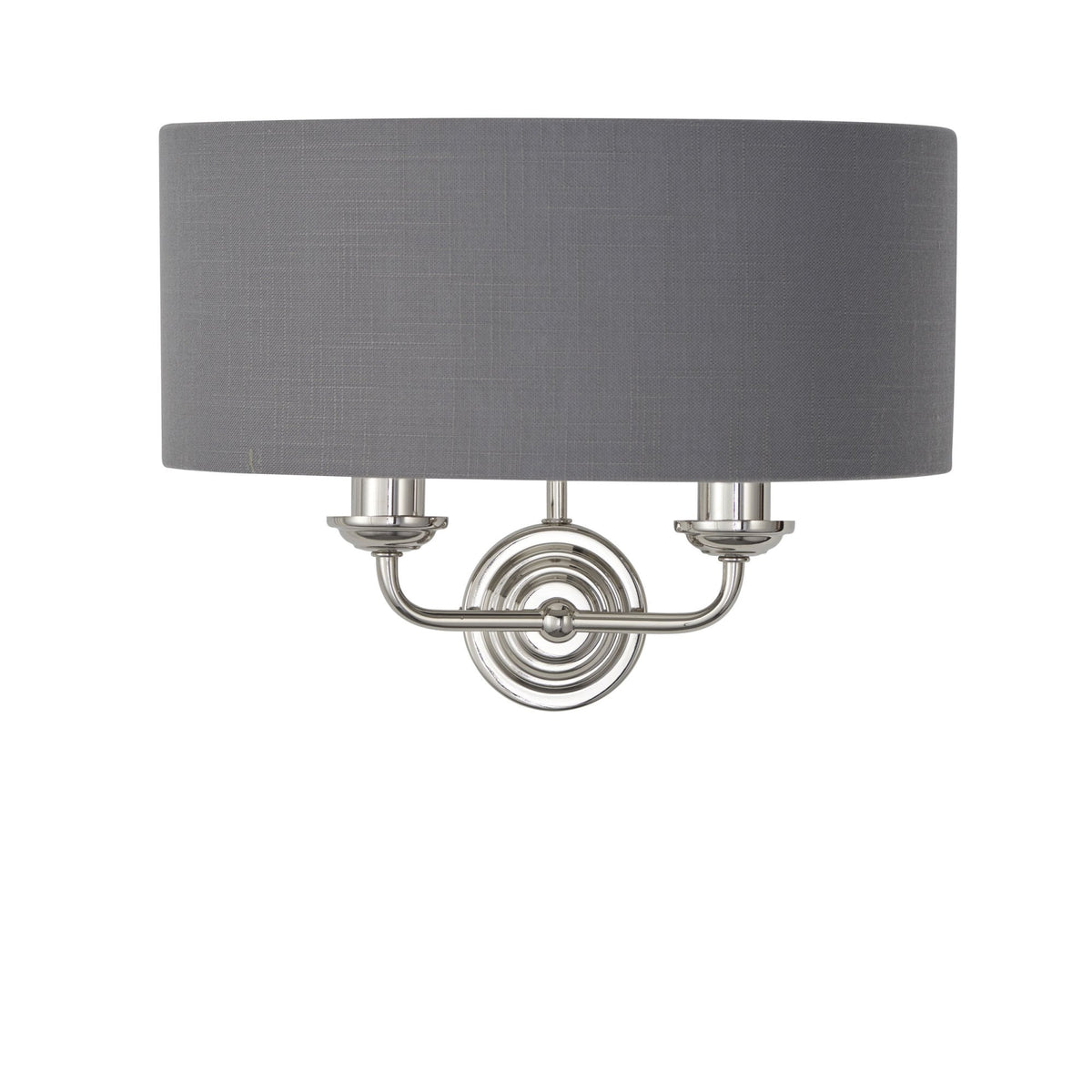 Highclere Twin Lamp Wall Light in Nickel with Charcoal Shade