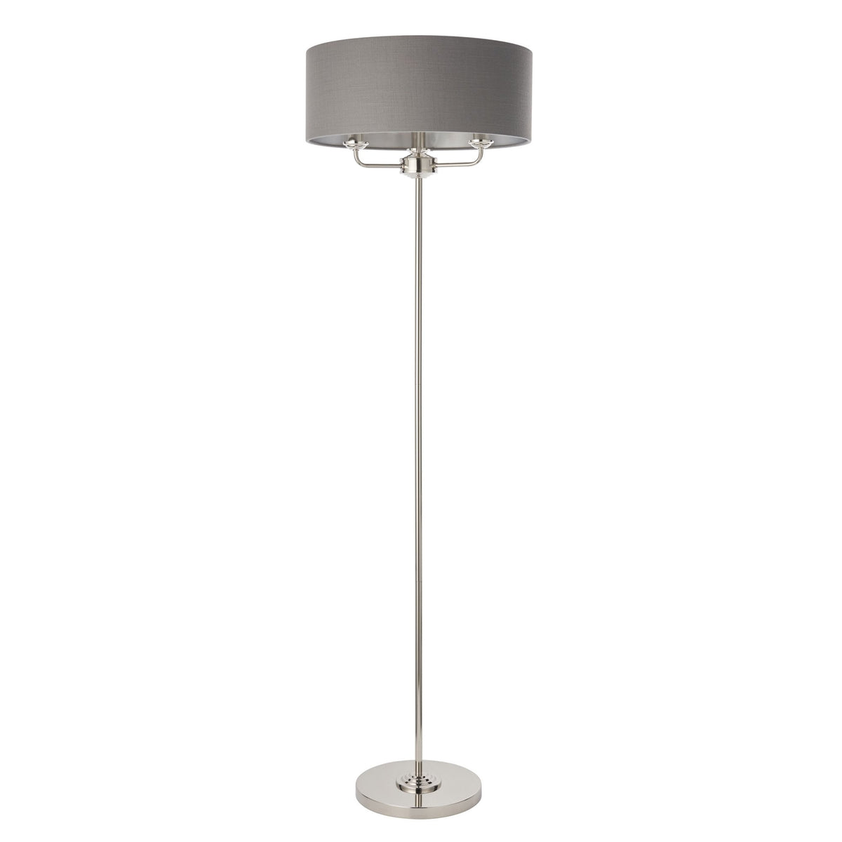 Highclere Three Light Floor Lamp in Nickel with Charcoal Shade
