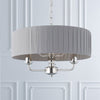Highclere Three Light Pendant in Nickel with Pleated Charcoal Shade
